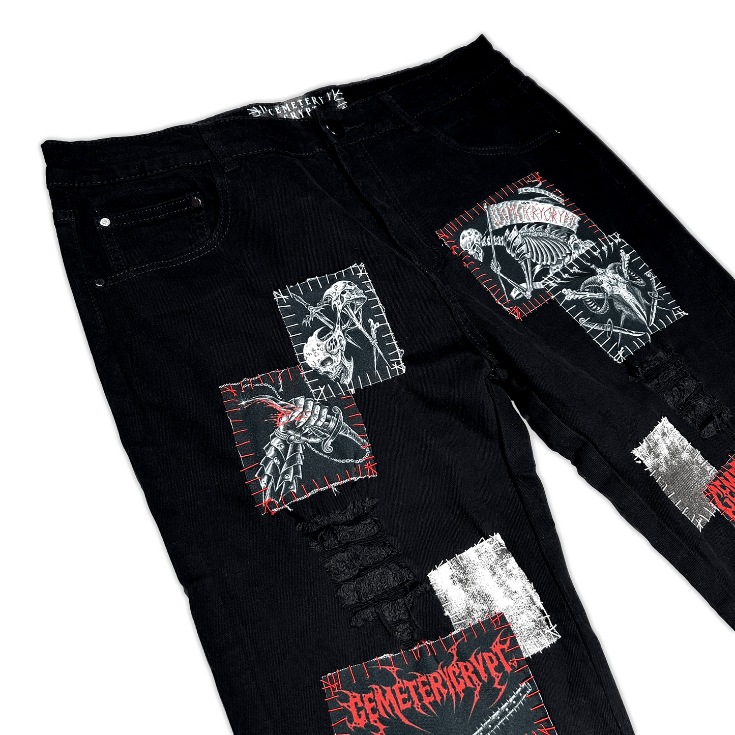 Headstone Zipper Denim Jeans