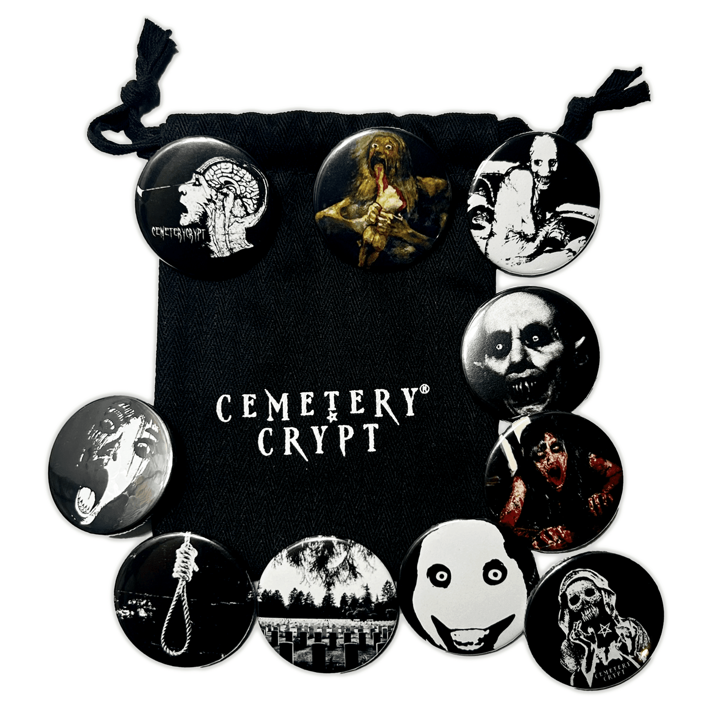 10 Button Badges - CemeteryCrypt