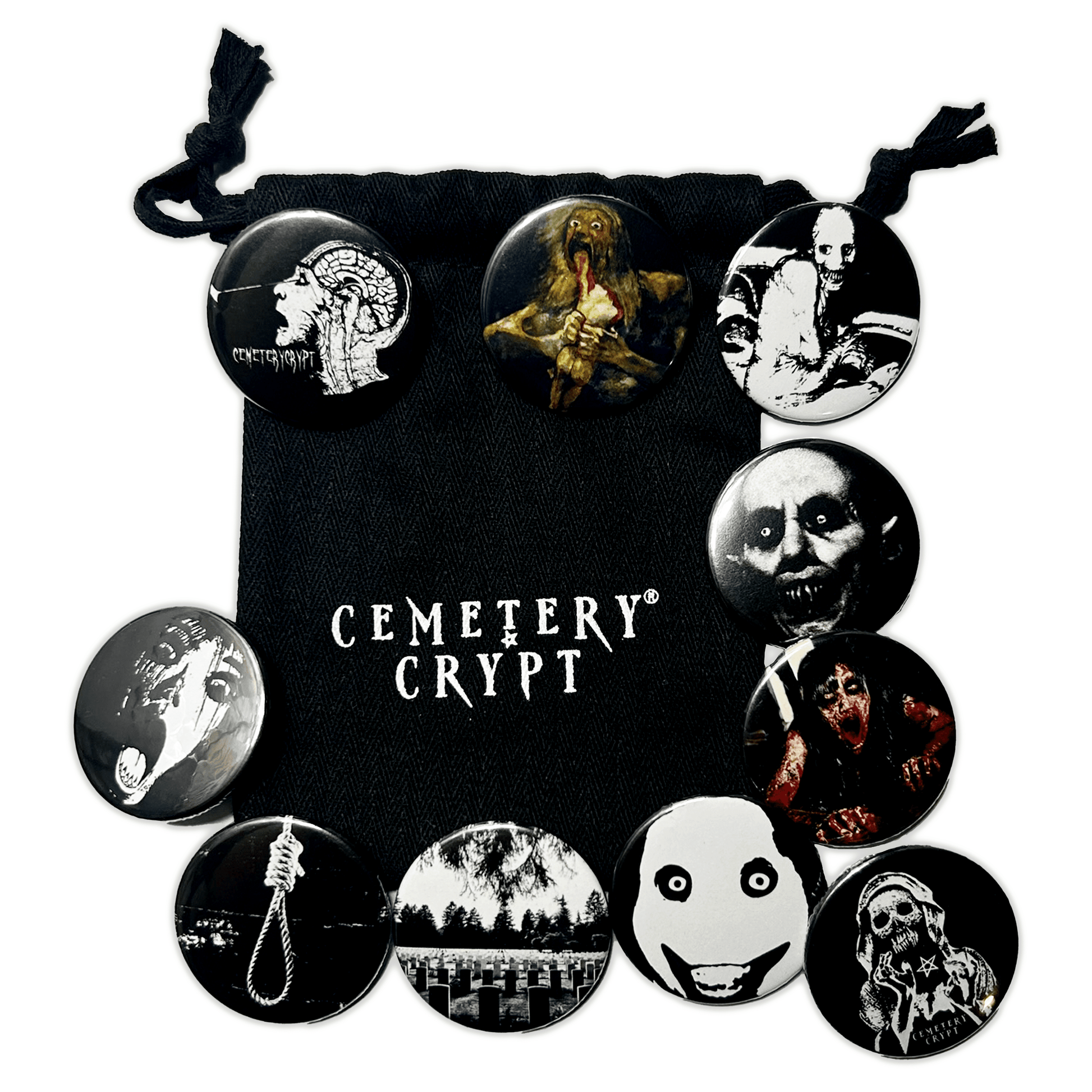 10 Button Badges - CemeteryCrypt