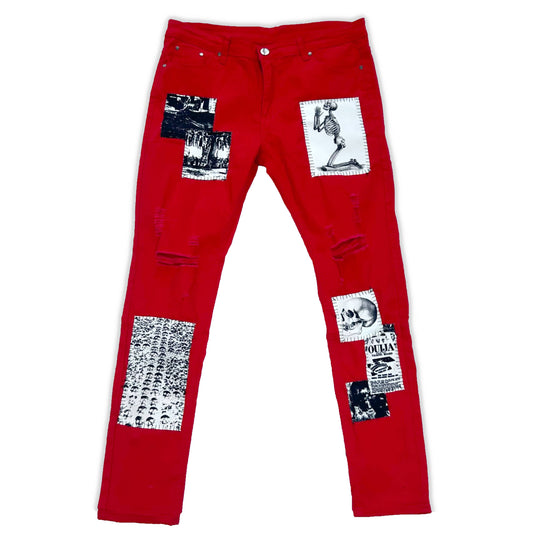 Cemetery Red Denim Jeans
