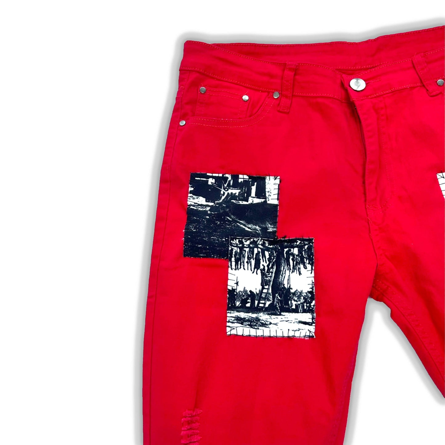 Cemetery Red Denim Jeans