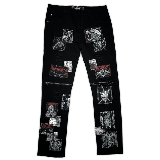 Headstone Zipper Denim Jeans