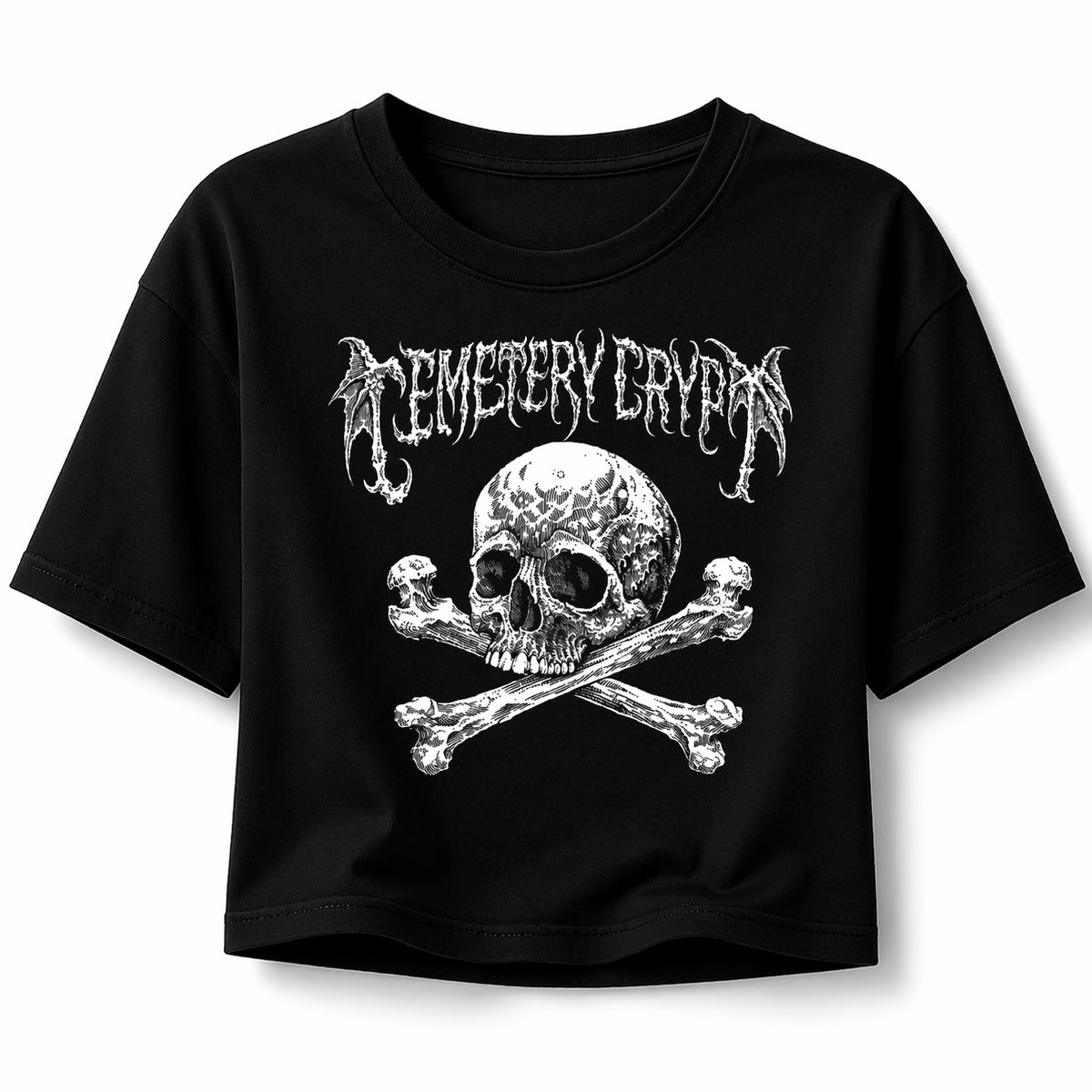Skull & Crossbones Crop Top product image - CemeteryCrypt