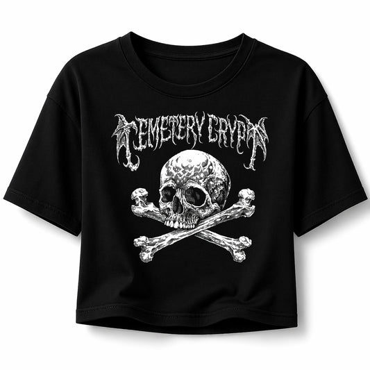 Skull & Crossbones Crop Top product image - CemeteryCrypt