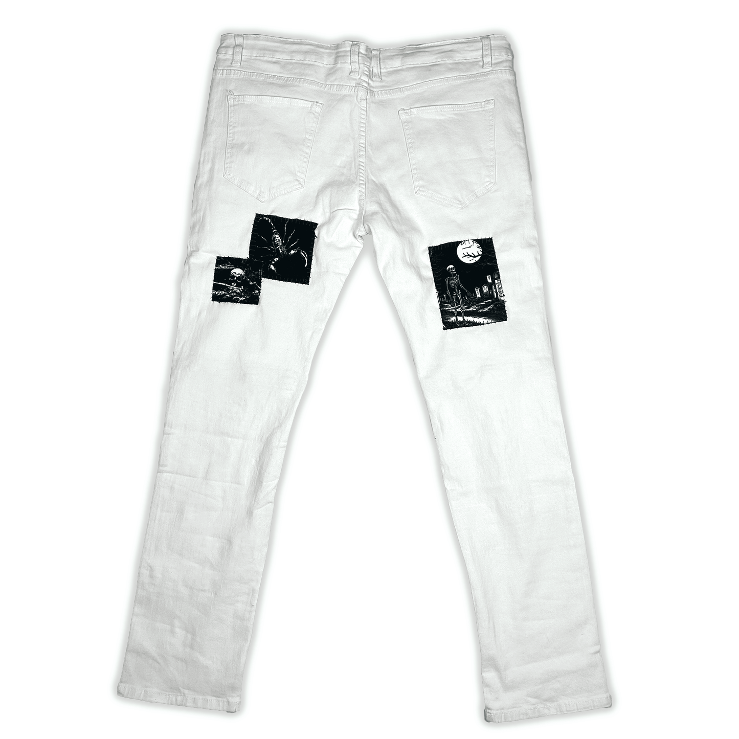 Casket White Zipper Denim Jeans