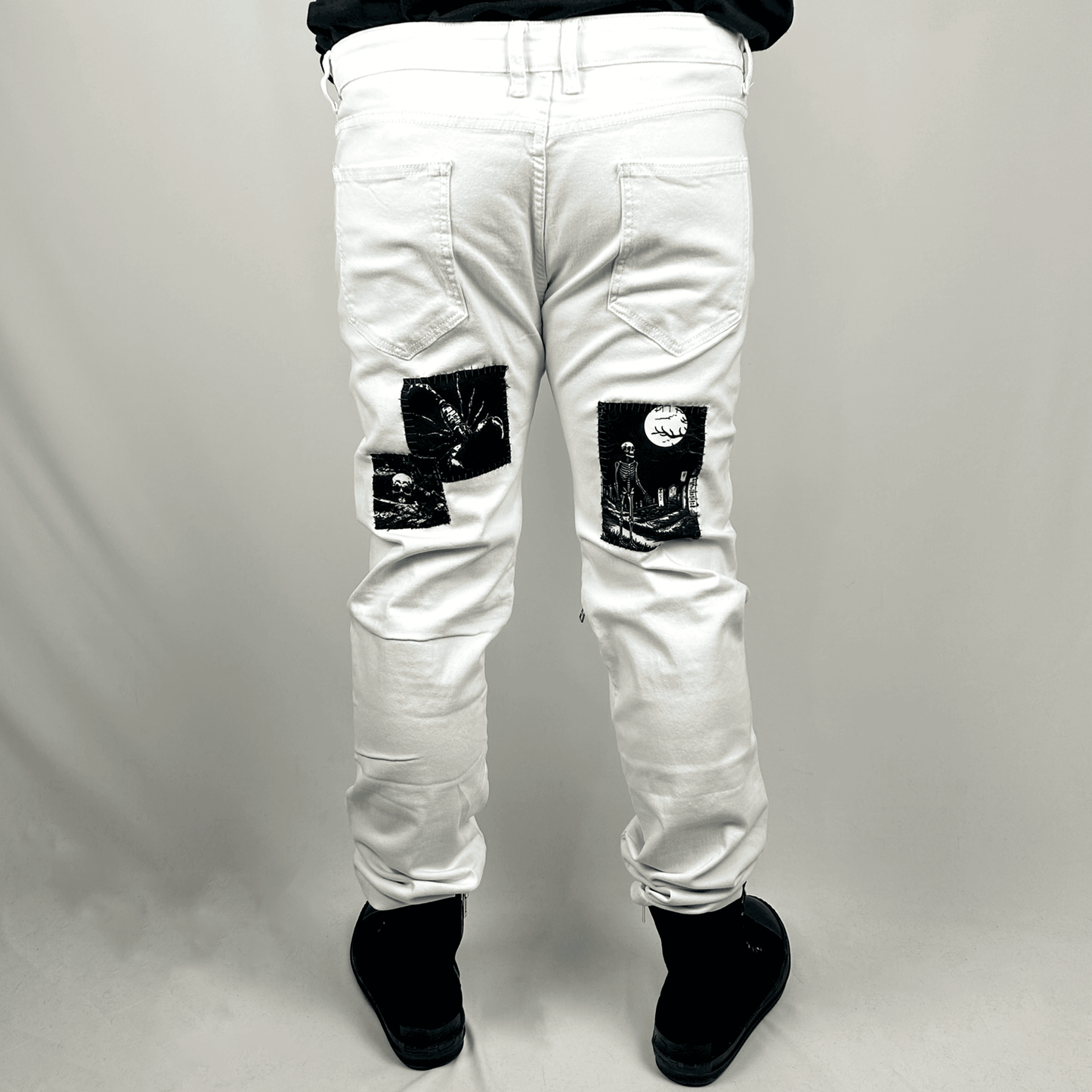 Casket White Zipper Denim Jeans