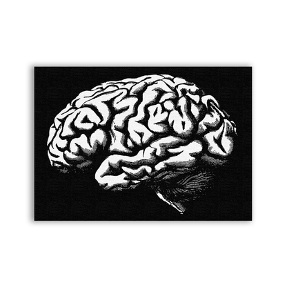 Brain Patch with a white anatomical brain illustration on black