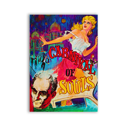 Carnival of Souls Patch with a colourful vintage horror poster featuring a woman and sinister faces