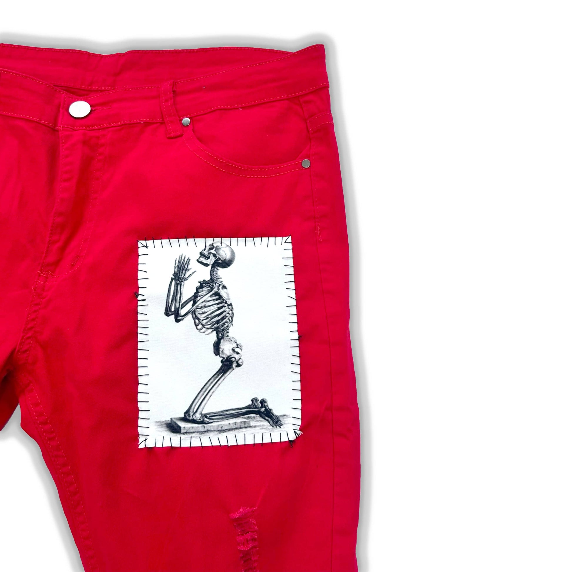 Cemetery Red Denim Jeans - CemeteryCrypt