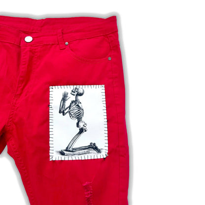 Cemetery Red Denim Jeans - CemeteryCrypt