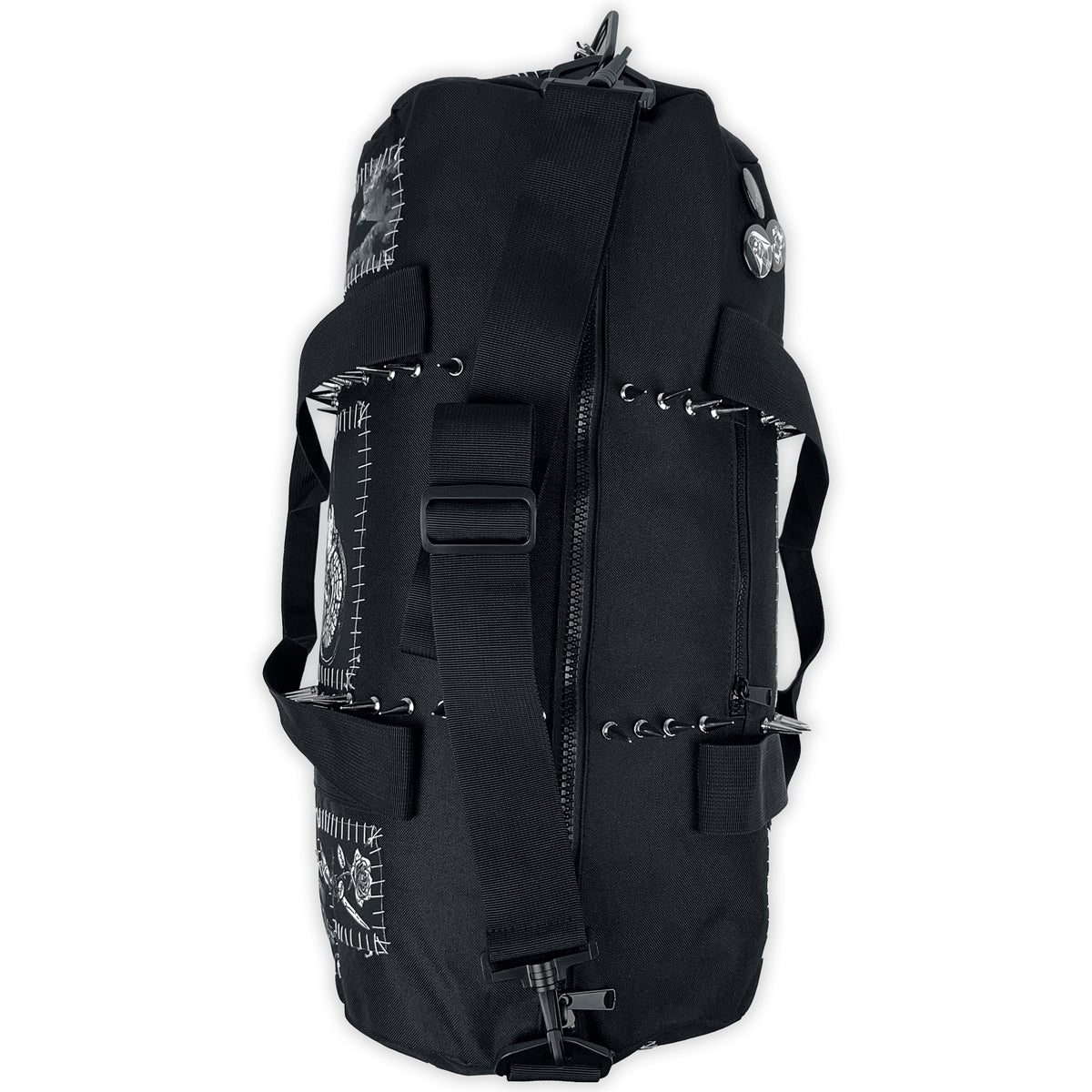 Side profile of the Corpse Barrel Bag XL showing its zipped opening, handles and adjustable shoulder strap