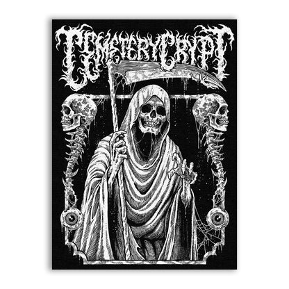 Deaths Gate Patch showing a hooded skeleton holding a scythe beneath CemeteryCrypt lettering