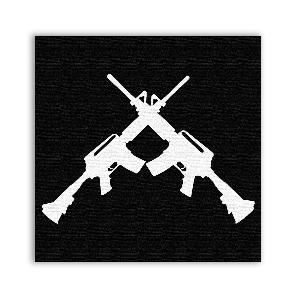 M16 Patch with two white crossed rifle silhouettes on black