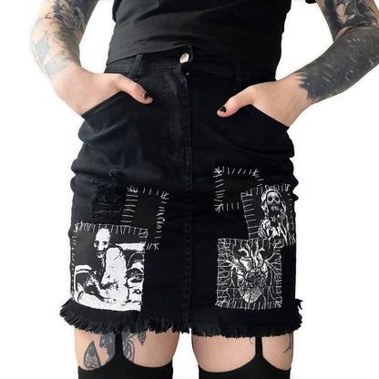 Midnight Denim Skirt - CemeteryCrypt
