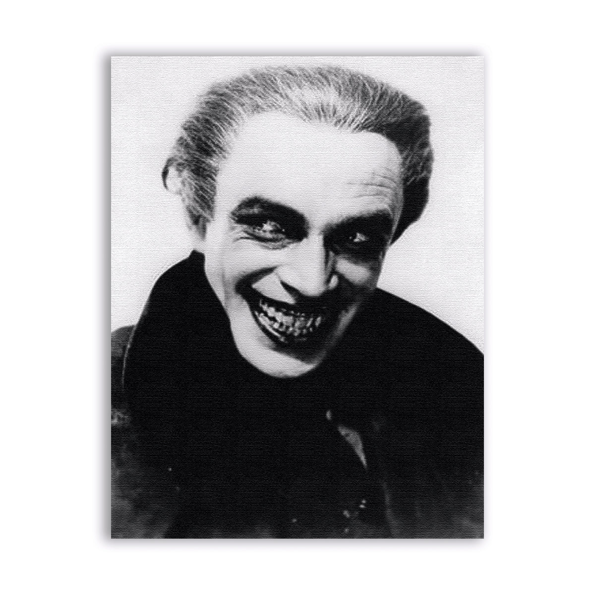 Smile Patch with a black and white portrait of a pale face with an exaggerated grin
