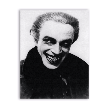 Smile Patch with a black and white portrait of a pale face with an exaggerated grin