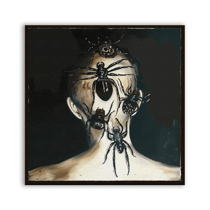 Spider Creep Patch showing spiders crawling over the back of a pale head and neck