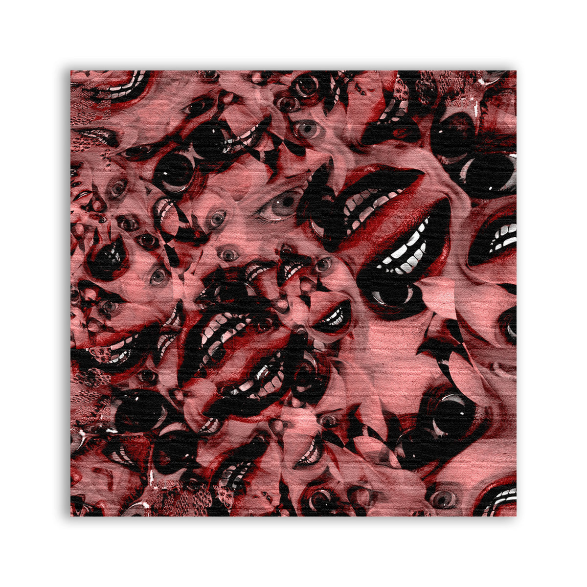 Twisted Horror Patch showing a dense red and black collage of distorted faces and grinning mouths
